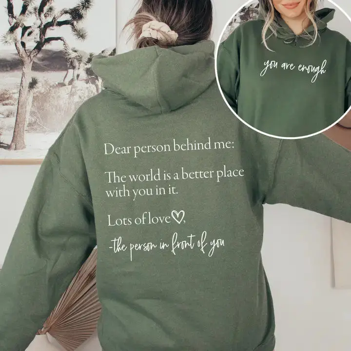 You Are Enough Hoodie | Military Green 1