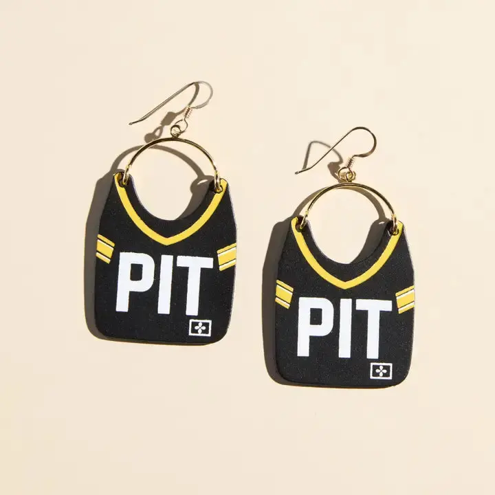 Pittsburgh Football Jersey Earrings | Gold 1