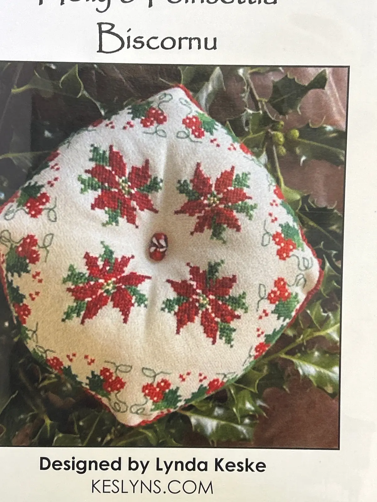 Holly & Poinsettia Biscornu 1