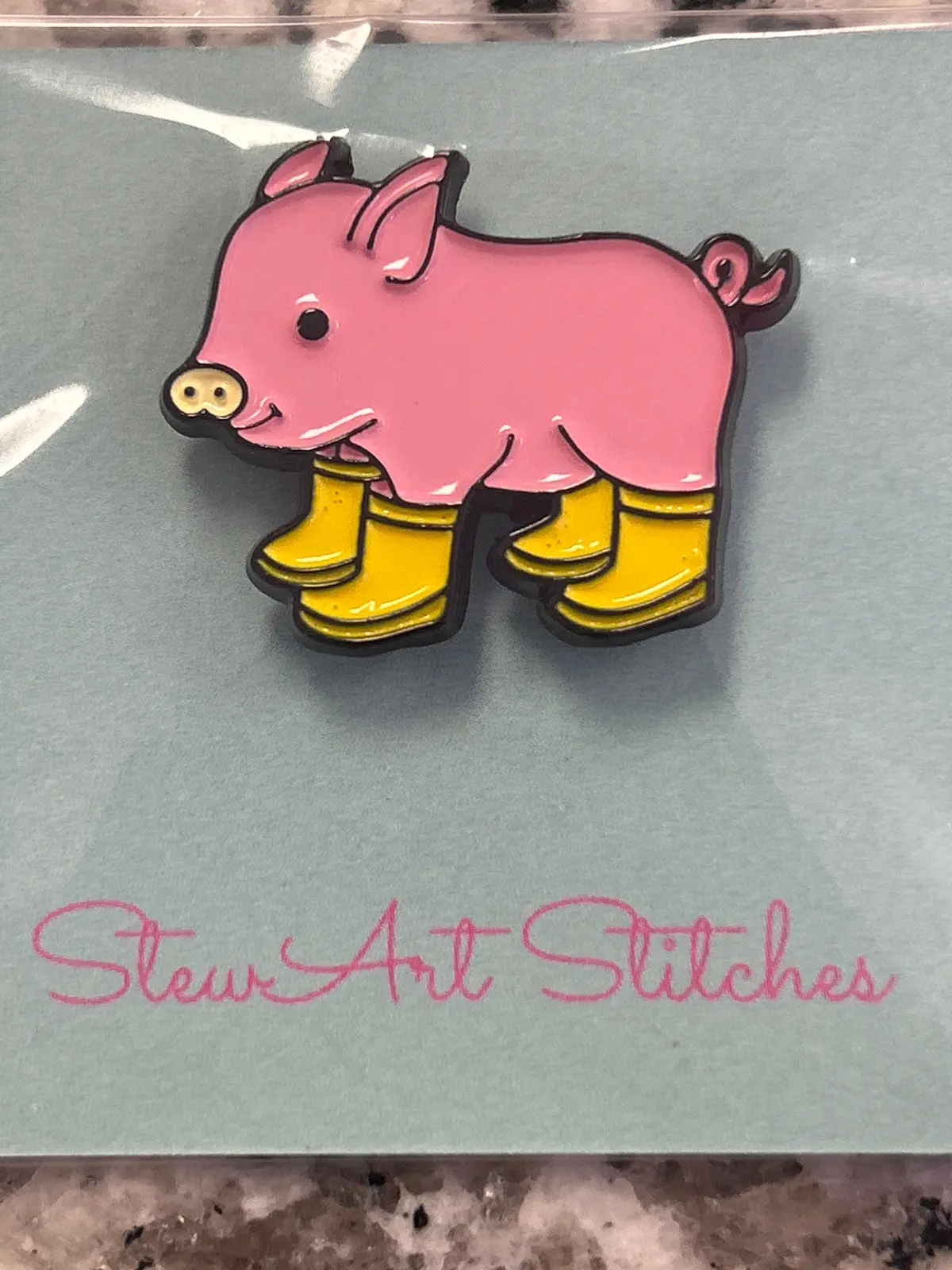 Yellow Boot Pig Needle Minder 1