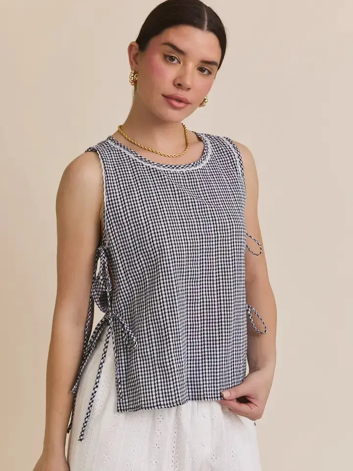 Daisy Side-Tie Gingham Top 1