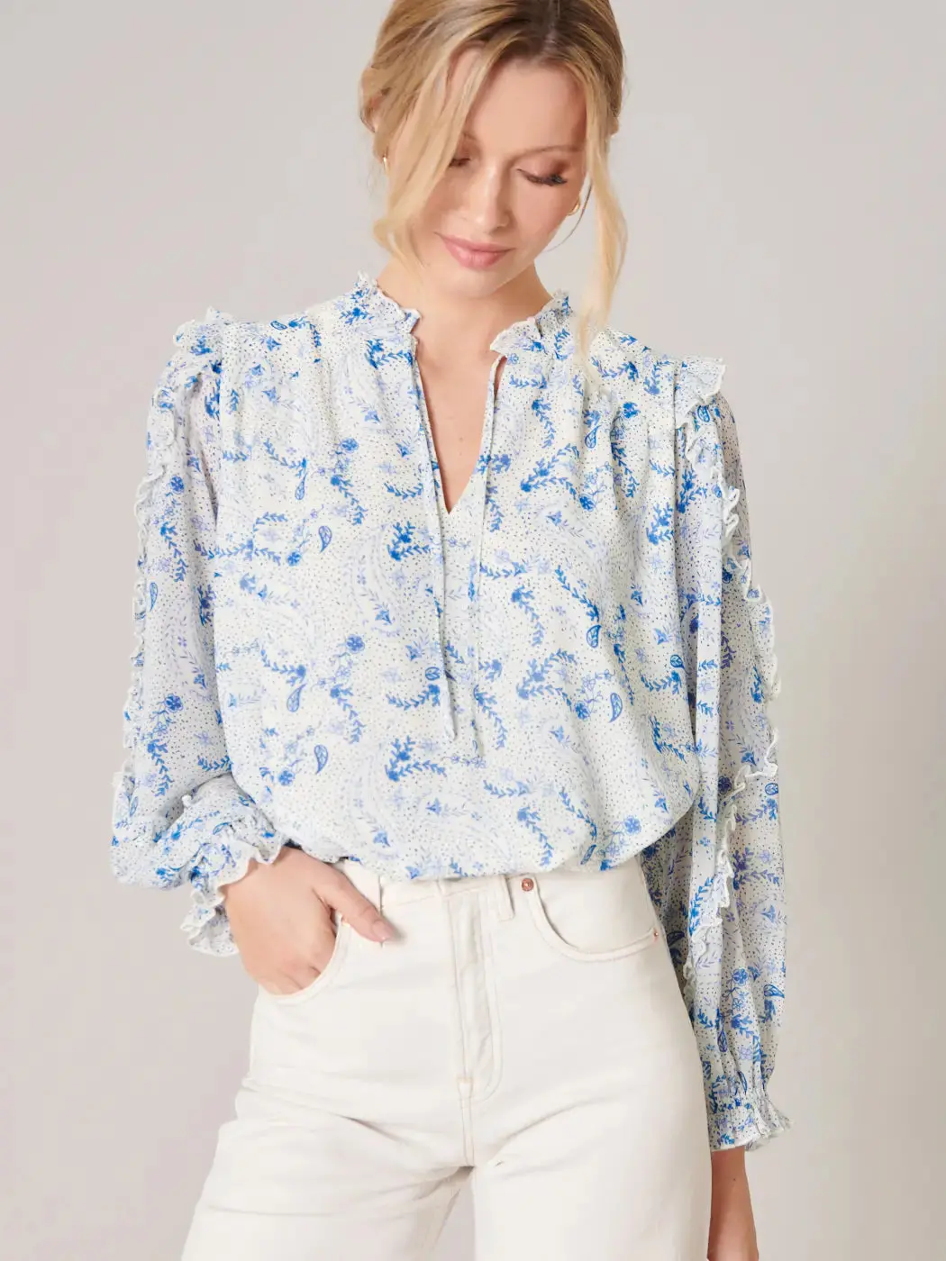 Corinna Paisley Balloon Sleeve Blouse 1