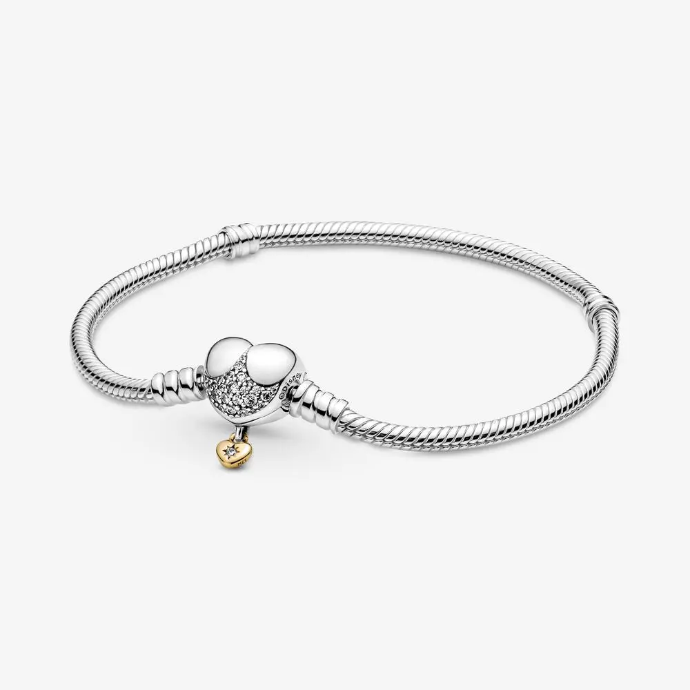 Disney Pandora Moments Heart Clasp Snake Chain Bracelet 1