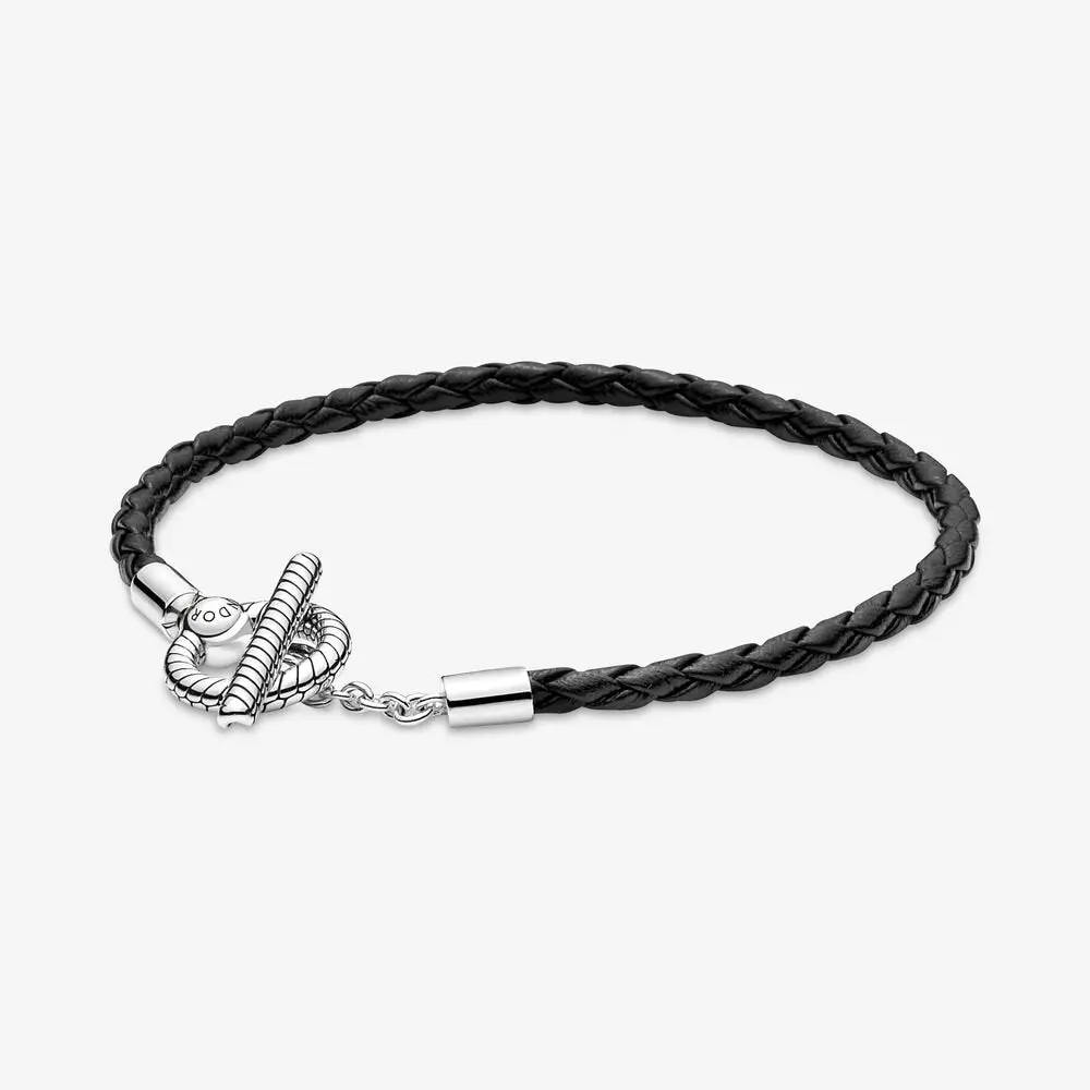 Pandora Moments Braided Leather T-Bar Bracelet 1