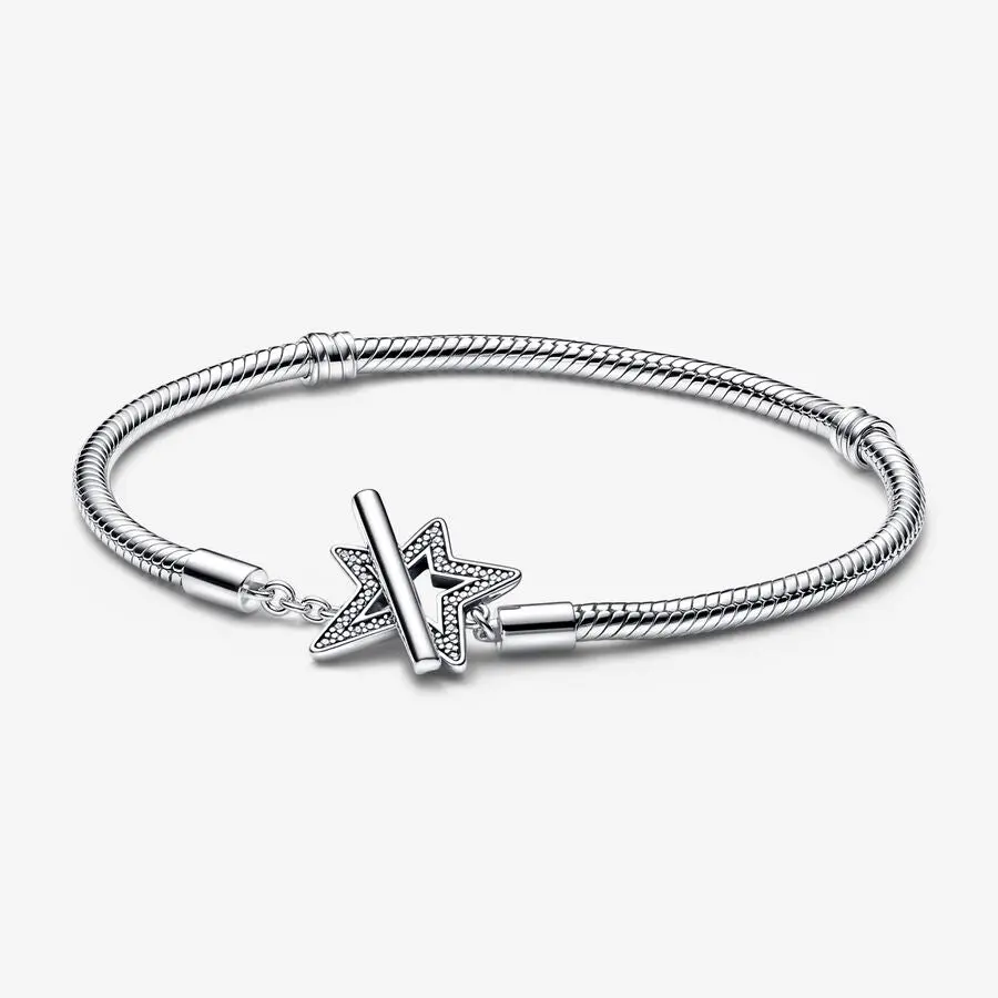 Pandora Moments Asymmetric Star T-Bar Snake Chain Bracelet 1