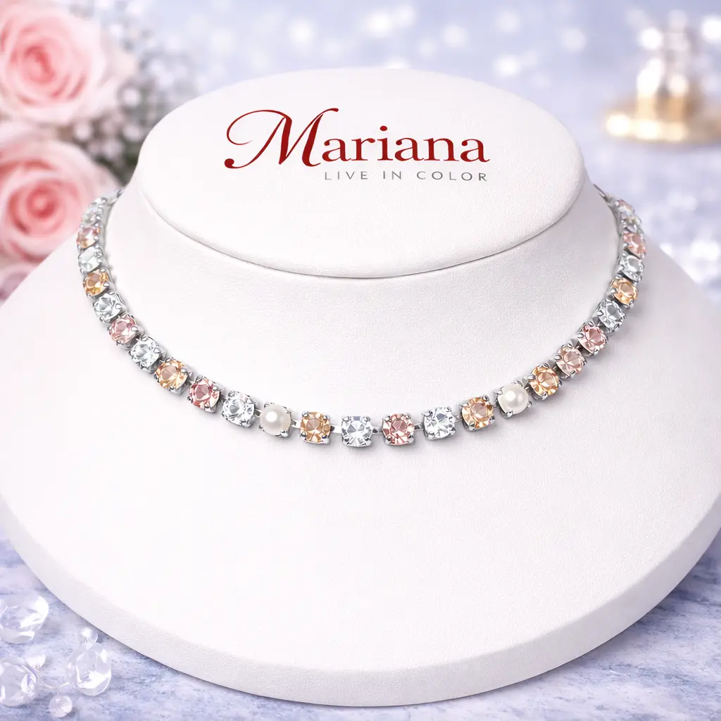 Mariana Necklace N-3430-60066-Ro Soft Radiance Crystal & Pearl Necklace 1