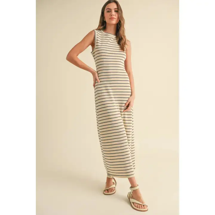 Striped Pattern Knitted Dress 1
