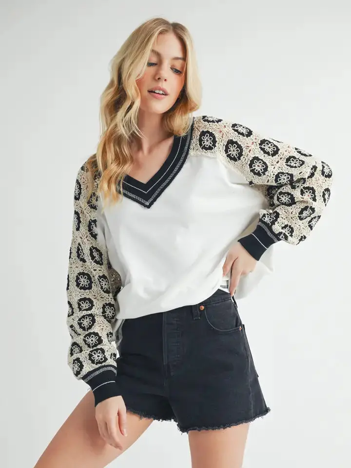 Deina Crochet Sleeve Tee 1