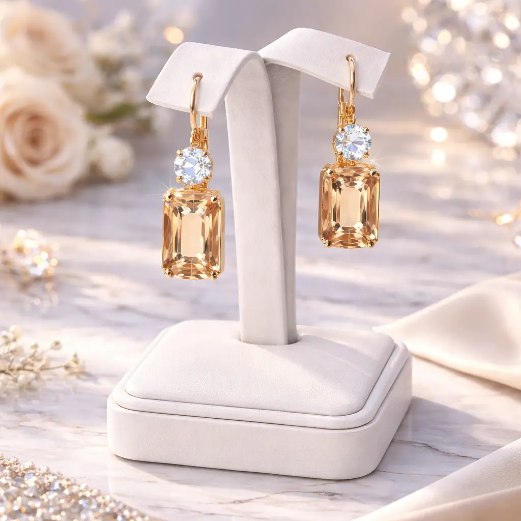 Mariana Earring E-1014/1-60066-Yg6 Large Emerald Classic Earrings In Sand 1