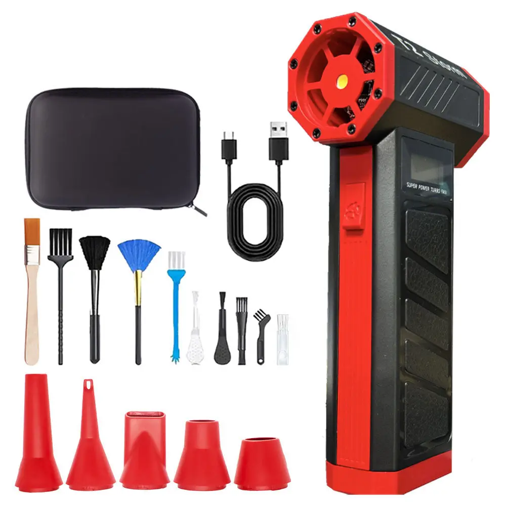 Apisqueen T2 Storm Turbo Mini Fan 130000Rpm 4-Speed Adjustable Dust Extractor With Led Light Portable Dust Extractor For Cleaning Computer Keyboards, Cars Outdoor 1
