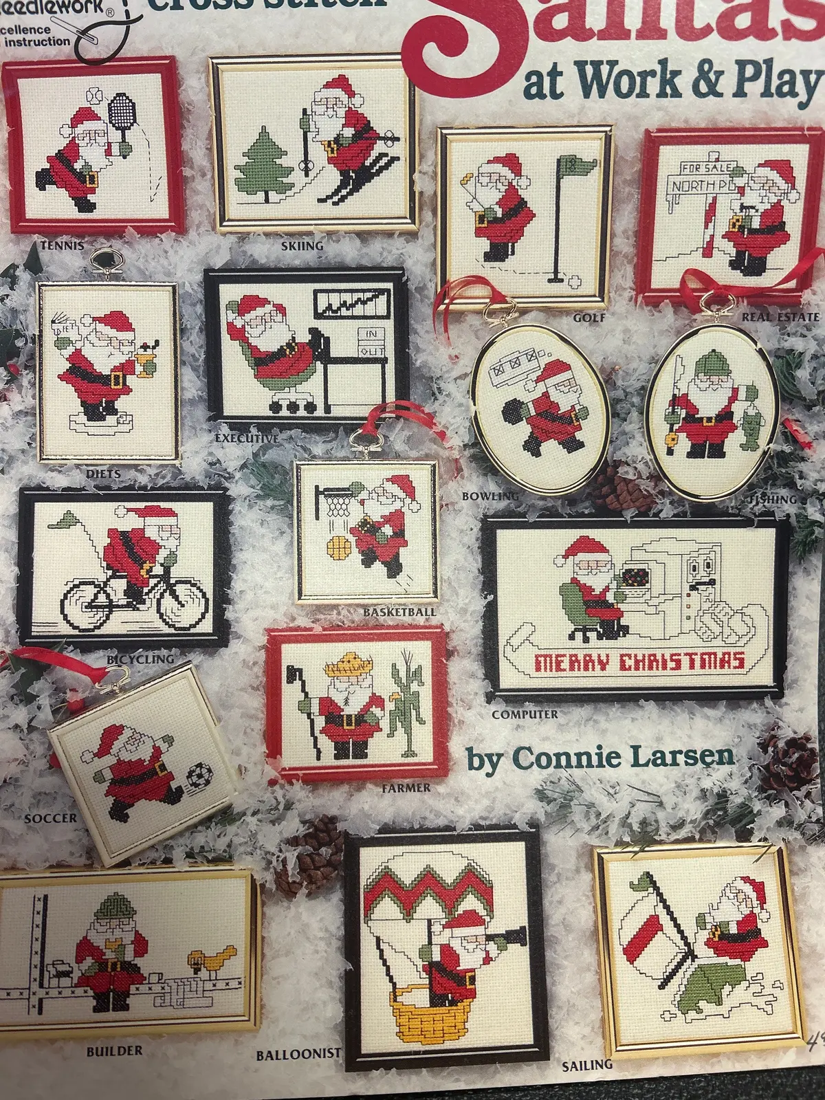 Cross Stitch Santas At Work And Play 1