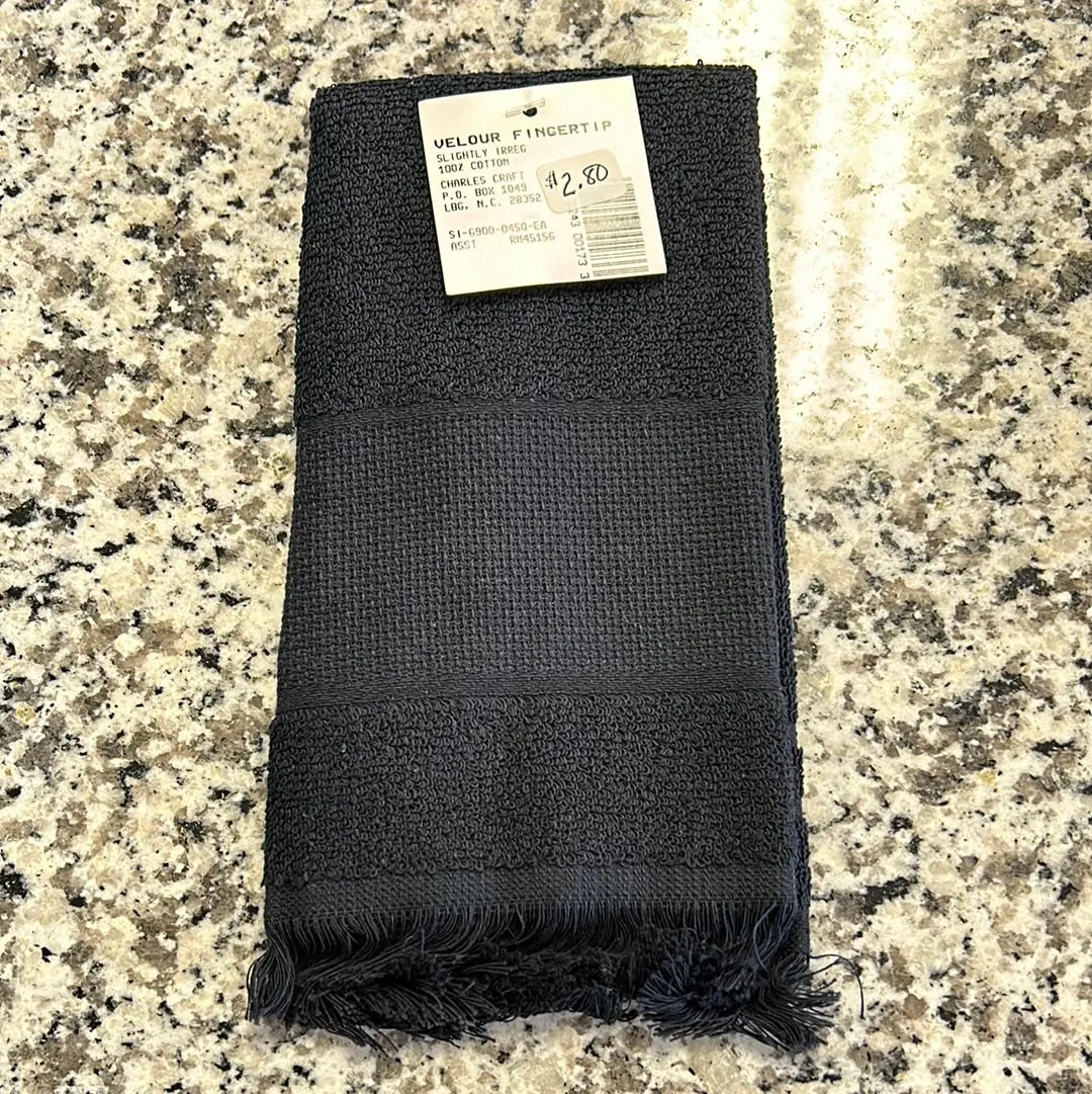 Velour Fingertip Black Towel 1