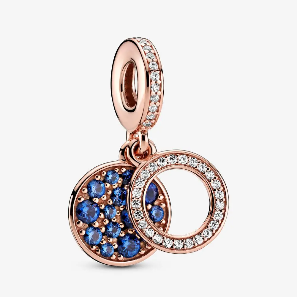 Sparkling Blue Disc Charm, Rose 1
