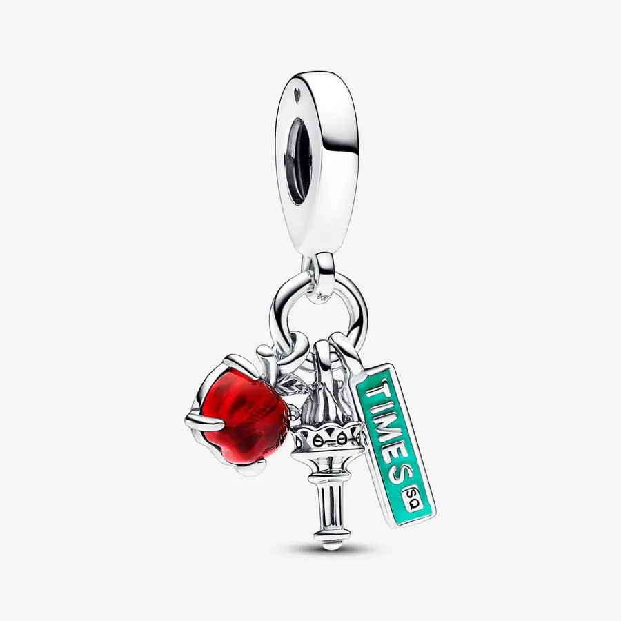 Nyc Apple, Torch And Street Sign Triple Dangle Charm 1