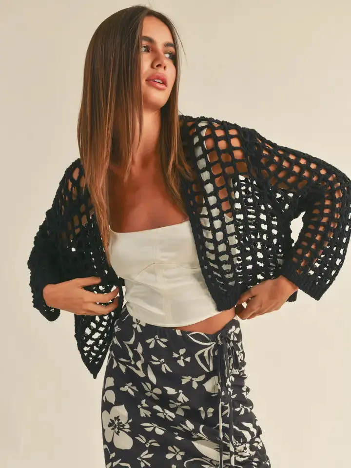 Crochet Knit Crop Cardigan 1