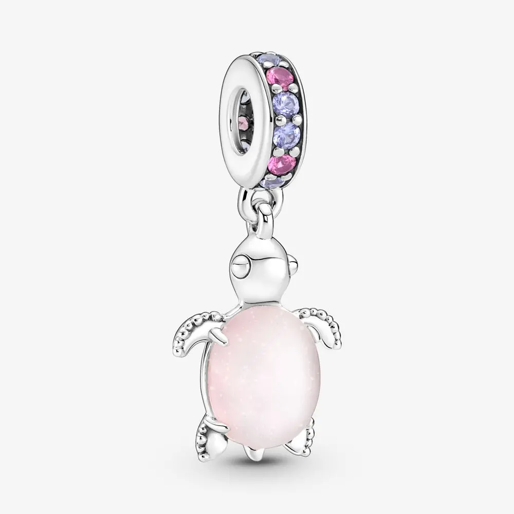 Murano Glass Pink Sea Turtle Dangle Charm 1