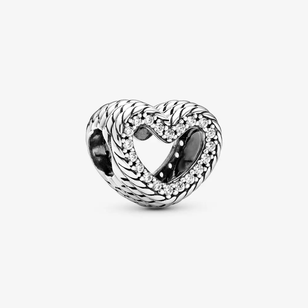 Snake Chain Pattern Open Heart Bead 1