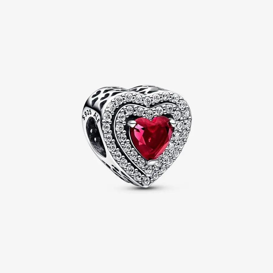 Sparkling Red Levelled Heart Charm 1