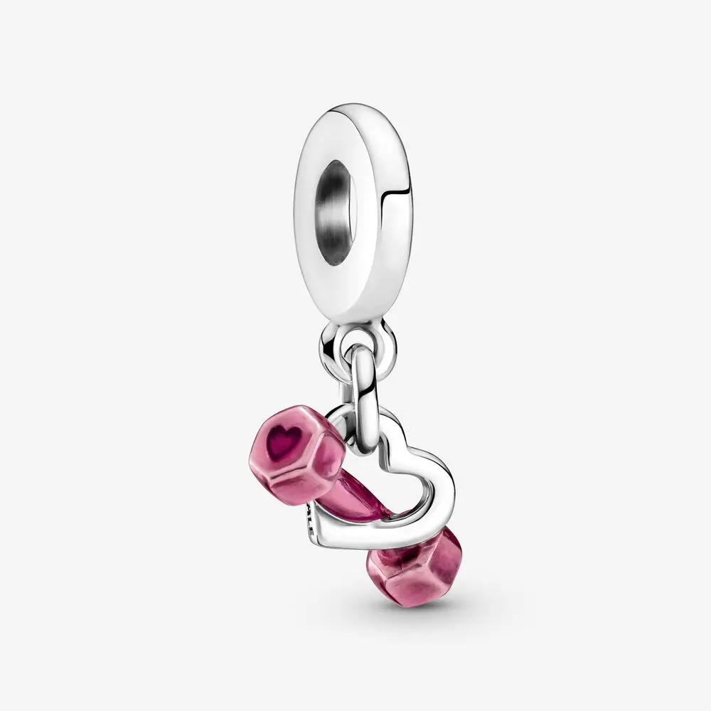 Dumbbell & Heart Dangle Charm 1