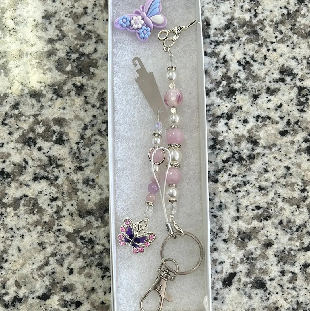 Pink And Purple Butterfly Scissor Fob Set 1