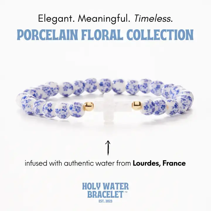 Holy Water Porcelain Cross Bracelet | Gold 1