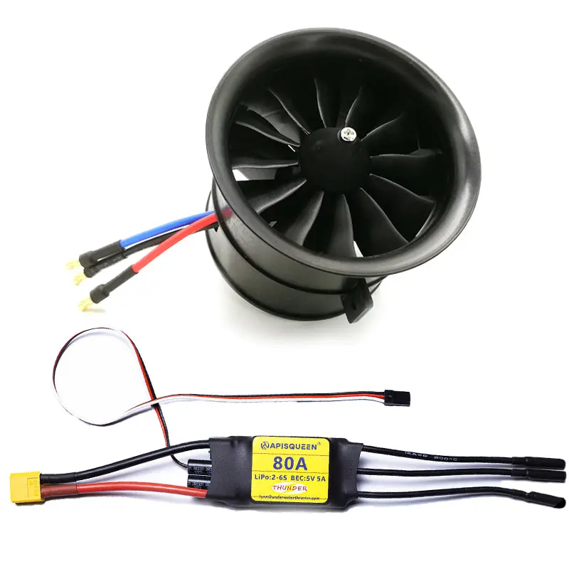 70Mm Edf 6S 2300Kv 2240G Thrust Belt 12 Blades Electric Ducted Fan For Aircraft Model Aircraft Jet Engine 2