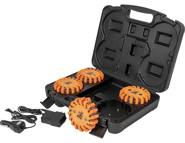8891017 - 4 Inch Round Rechargeable Strobe/Flare Kit With 4 Flares And Charging Case 1