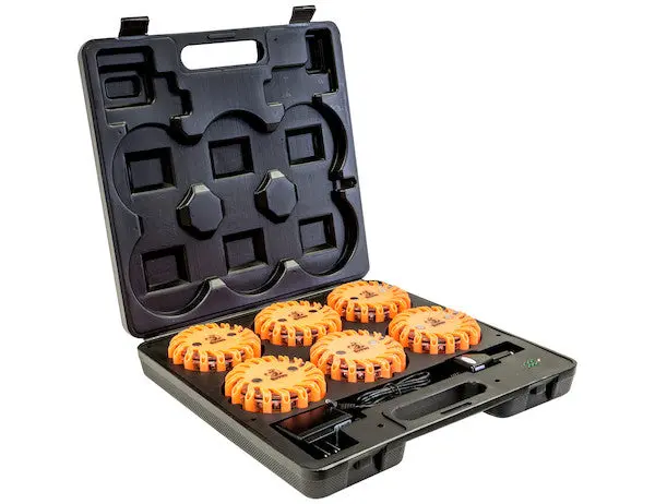 8891018 - 4 Inch Round Rechargeable Strobe/Flare Kit With 6 Flares And Charging Case 1