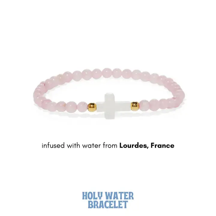 Holy Water Rose Quartz Cross Bracelet 1