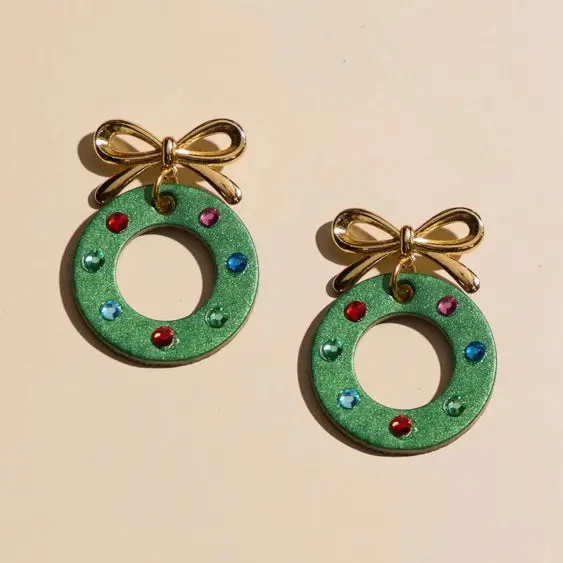 Holiday Wreath Earrings 1