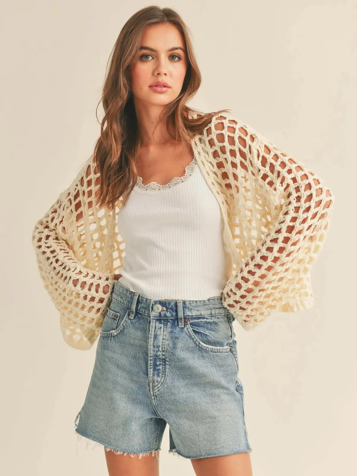 Crochet Knit Crop Cardigan 1