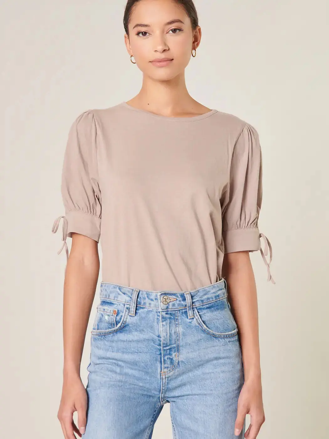 Josie Cotton Knit Tie Puff Sleeve Top 2