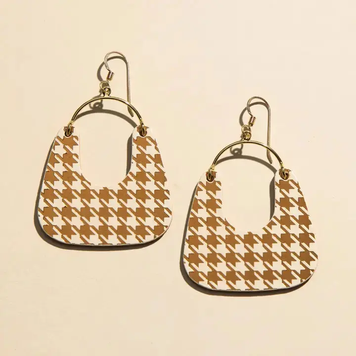 Noras | Ecru And Bronze Houndstooth 1