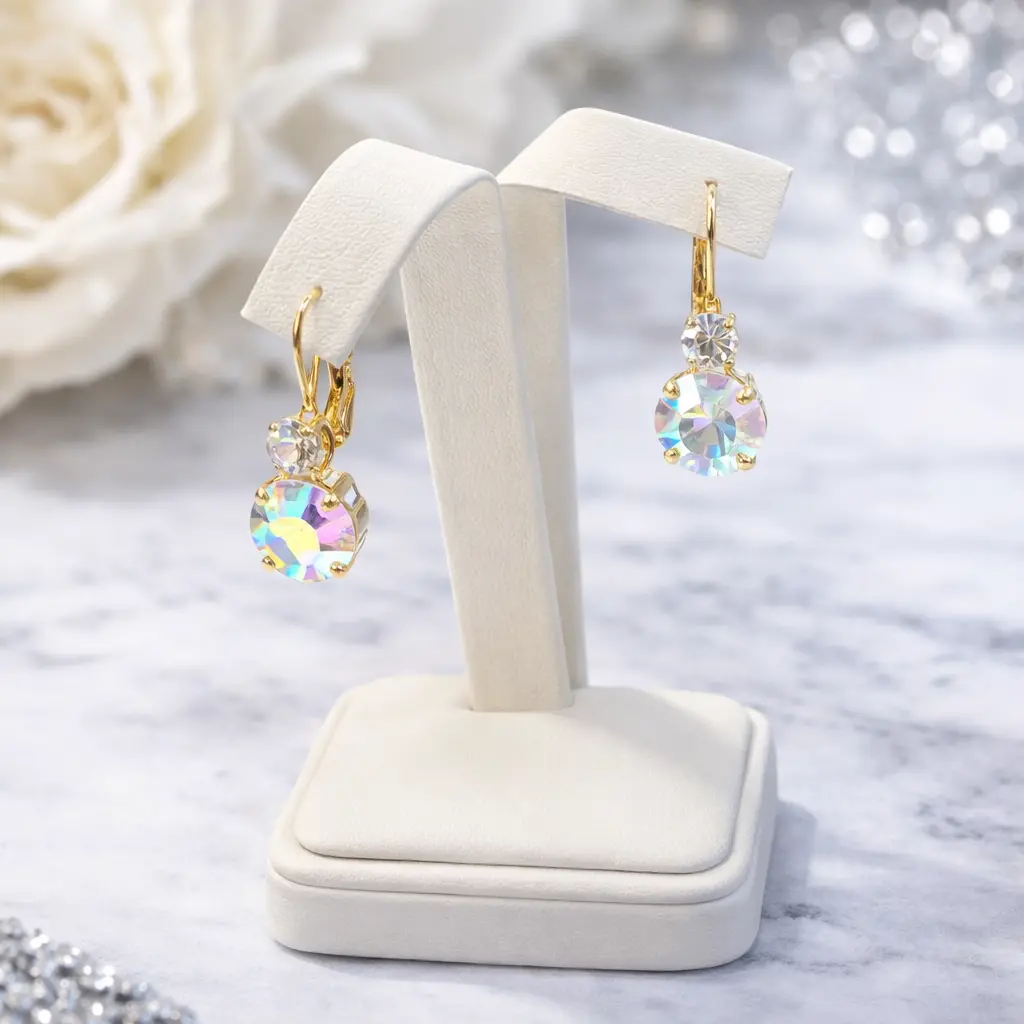 Mariana Earring E-1062-1165-Yg6 Double Stone Leaverback Earrings In Ab 1