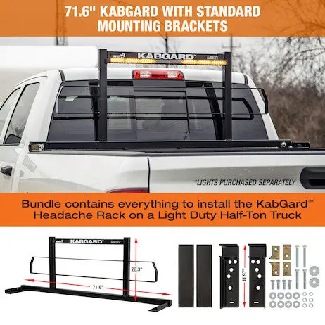 85204 - 71 Inch Kabgard Heavy-Duty Steel Pickup Truck Headache Rack Bundle With Standard Mounting Brackets 1