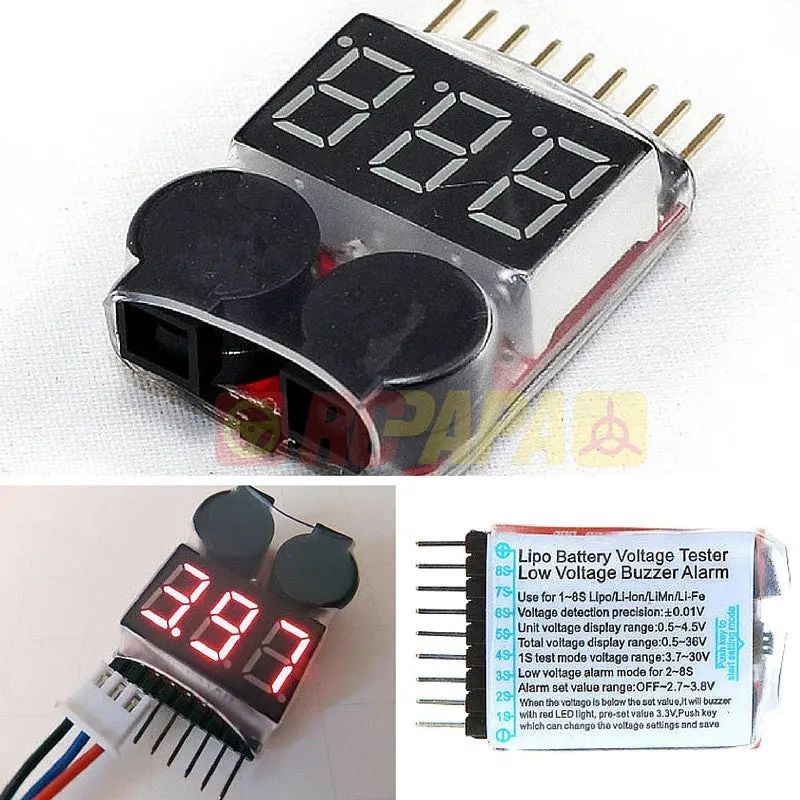 Aok Lipo Battery Voltage Tester Low Voltage Alarm 1S-8S 1