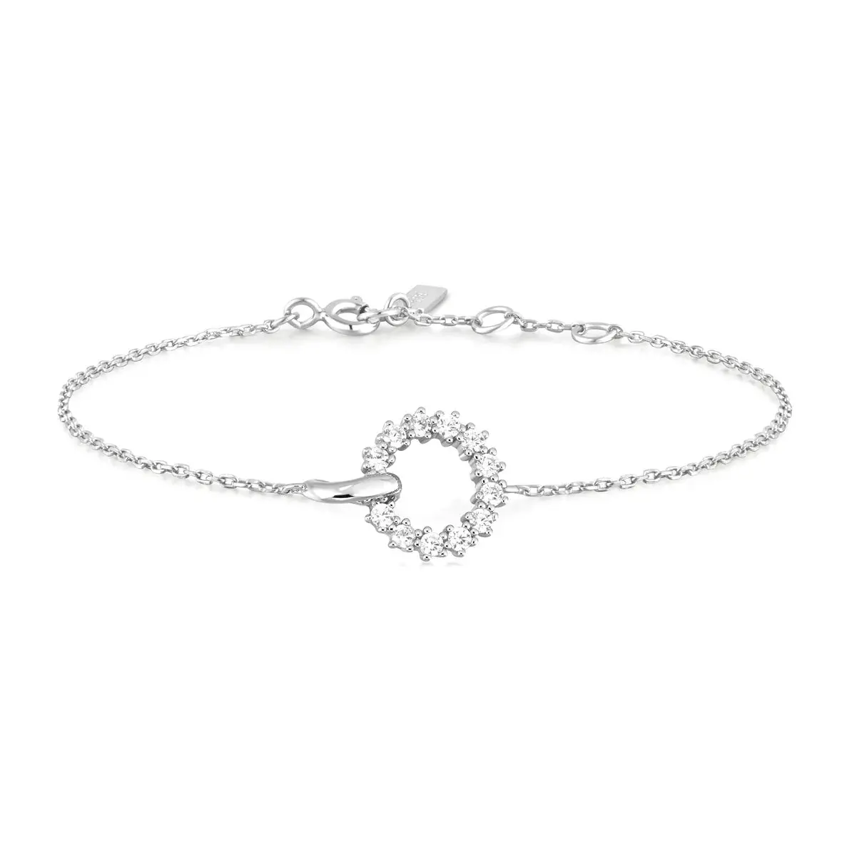 Silver Interlinked Circles Pavé Bracelet 1
