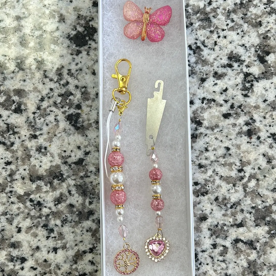 Pink Butterfly Scissor Fob Set 1