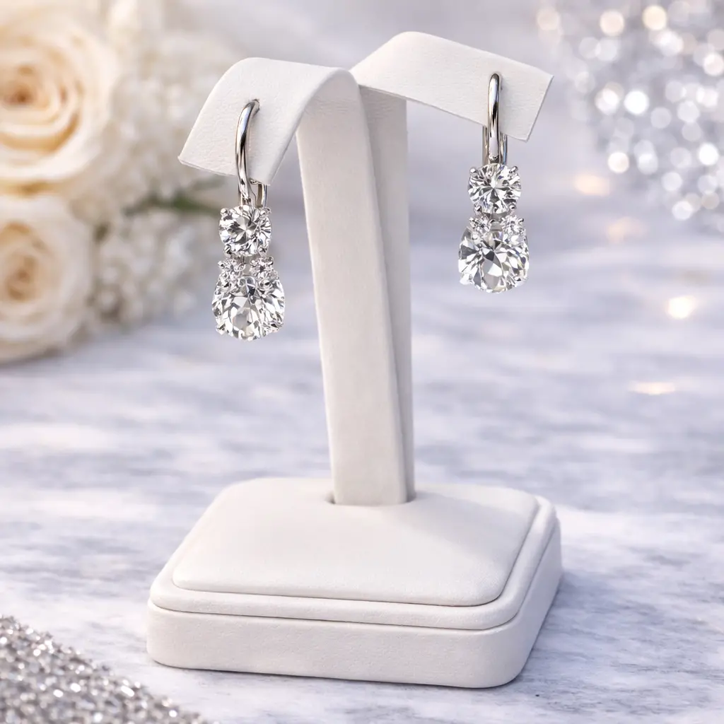 Mariana Earring E-1190-001001-Ro6 Double Stone Drop Earrings - Clear 1