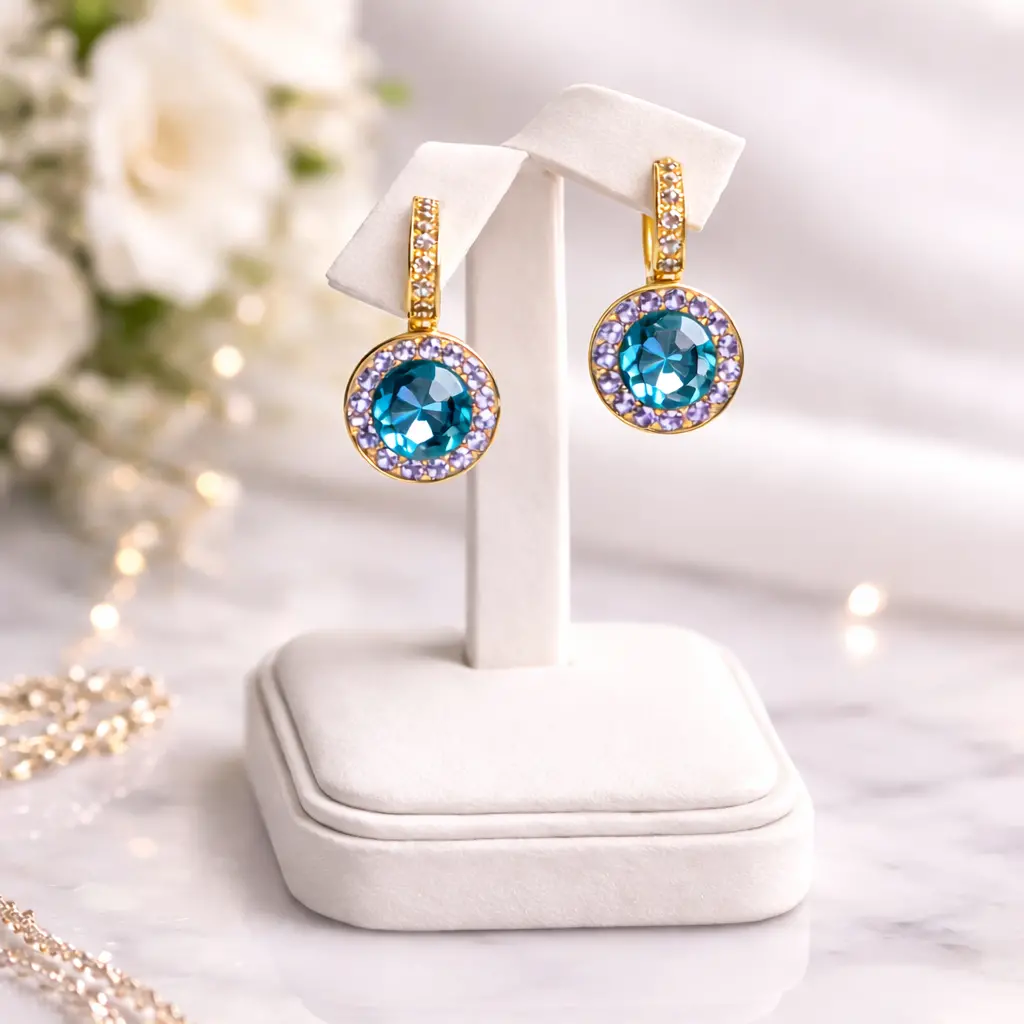 Mariana Earring E-1129/1-168-1-Yg6 Halo Earrings In Blue, Tan & Purple 1