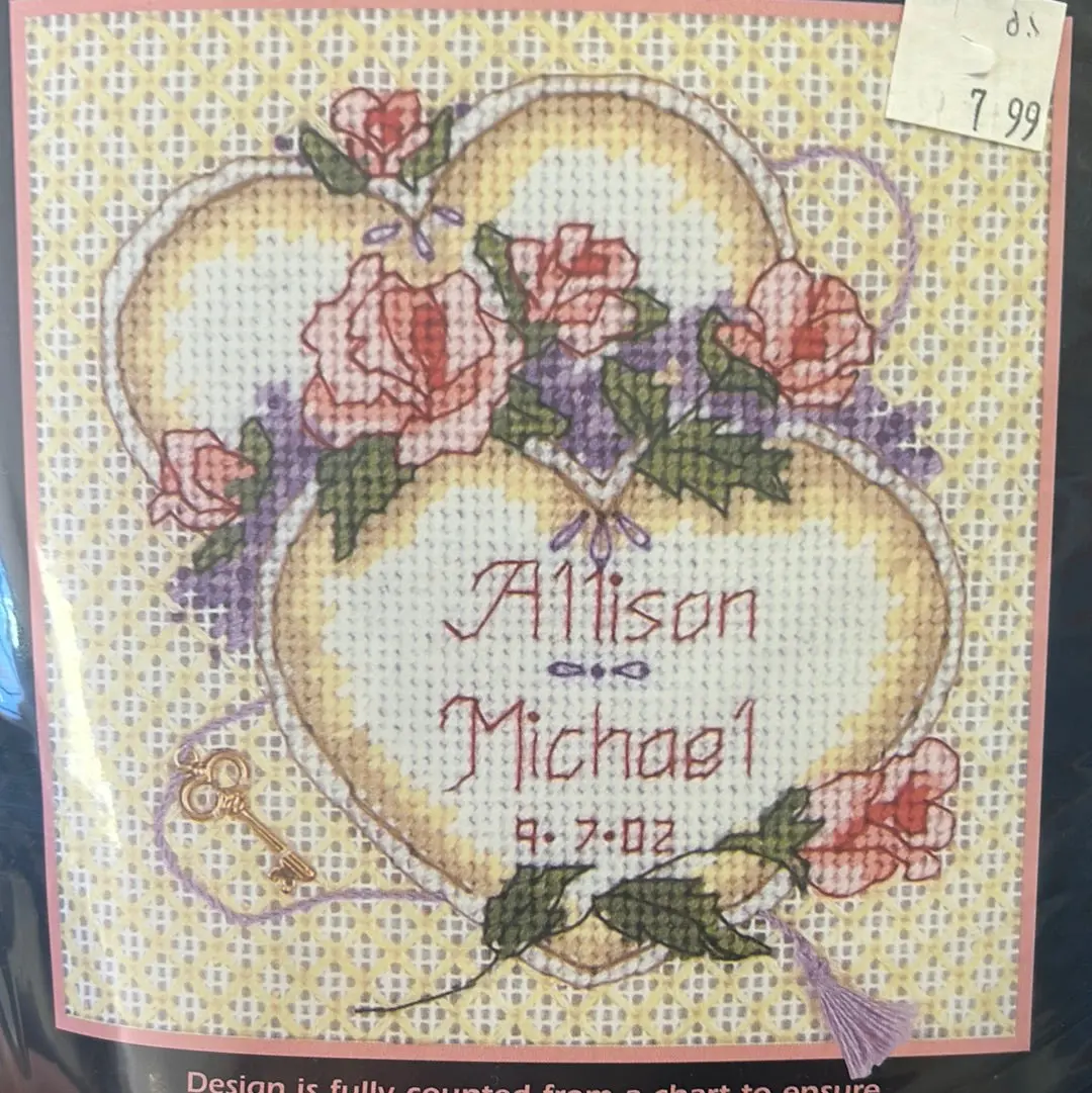 Loving Heart Wedding Record Needlepoint Kit 1