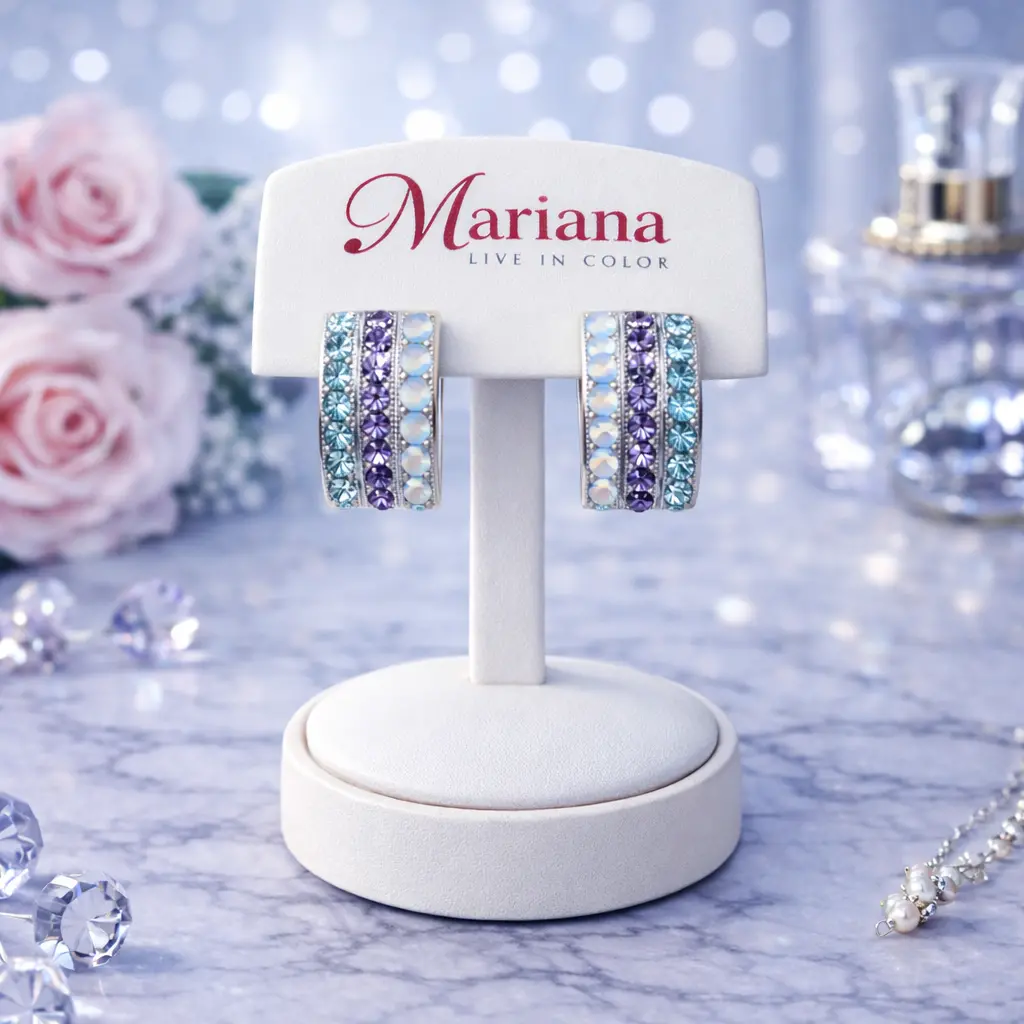 Mariana Earrings E-1359-1516-Ro2 Three Row Earrings In Seascape 1