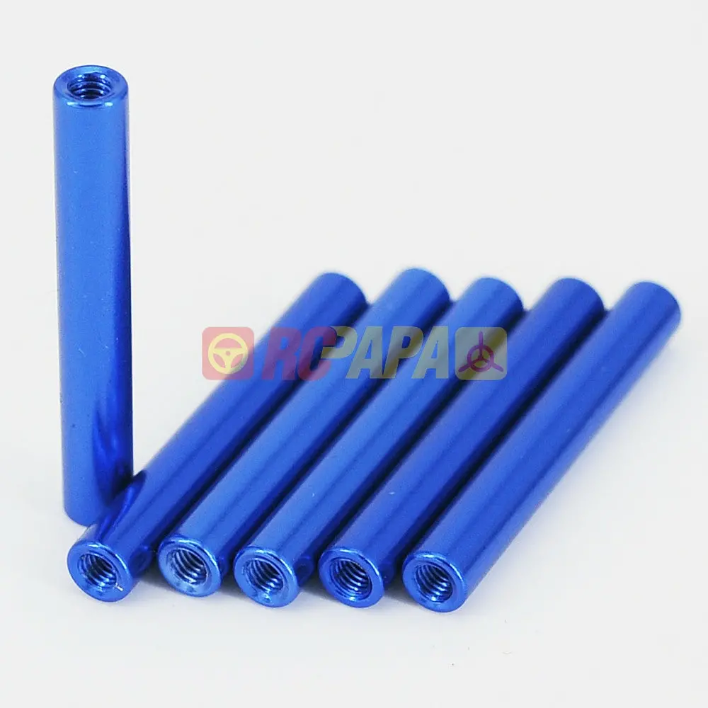 Rcpapa M3x35mm Round Aluminium Standoffs Spacer Blue (6Pc) 1