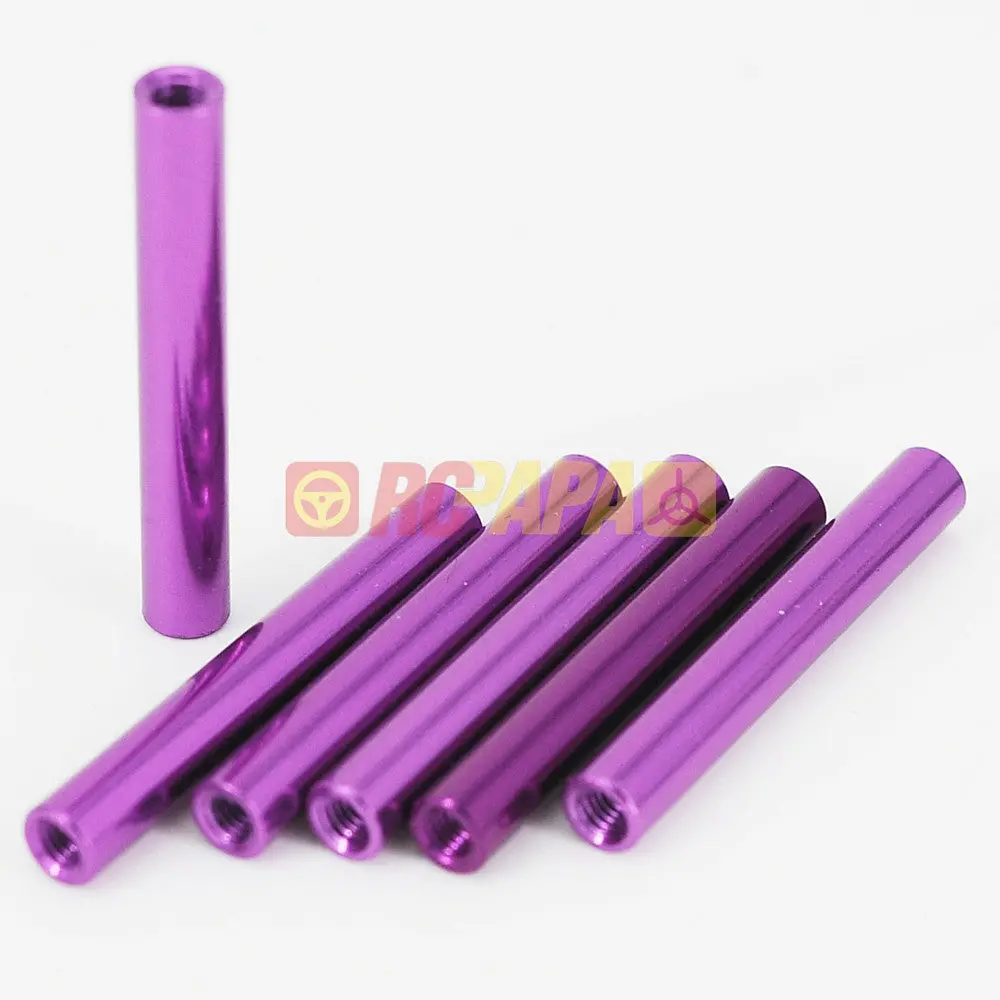 Rcpapa M3x35mm Round Aluminium Standoffs Spacer Purple (6Pc) 1