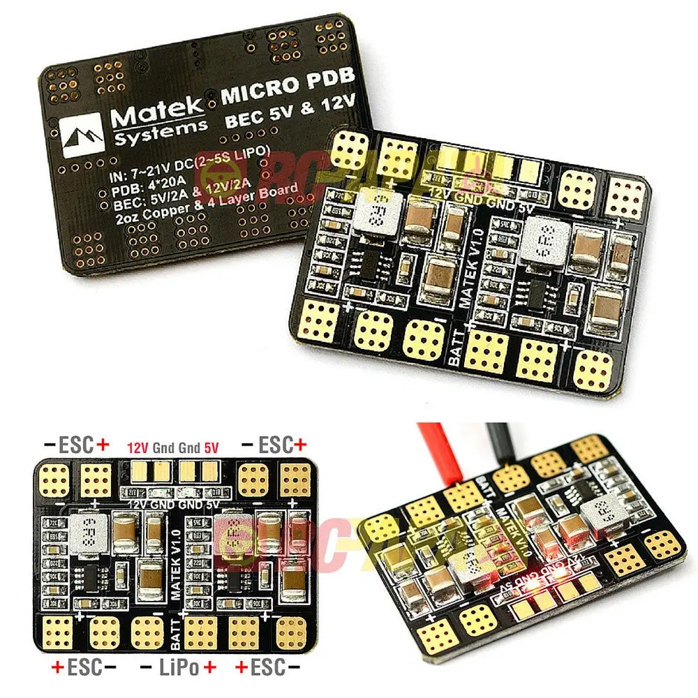 Matek Micro Power Distribution Board Pdb W/ Bec 5V/12V 1