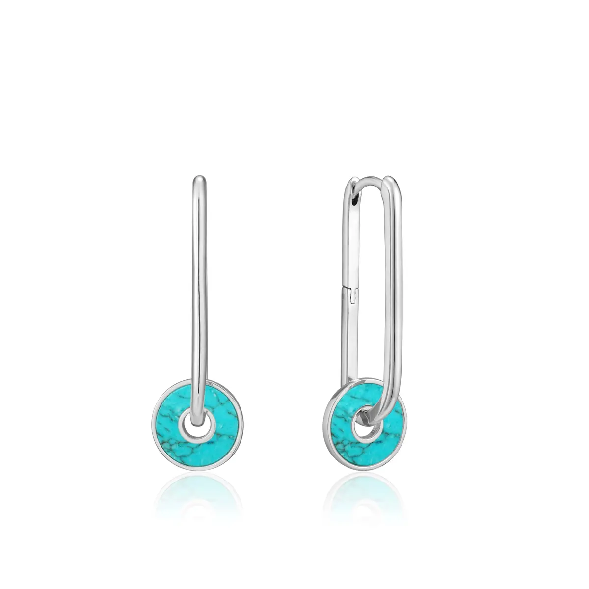 Turquoise Disc Hoop Earrings 1