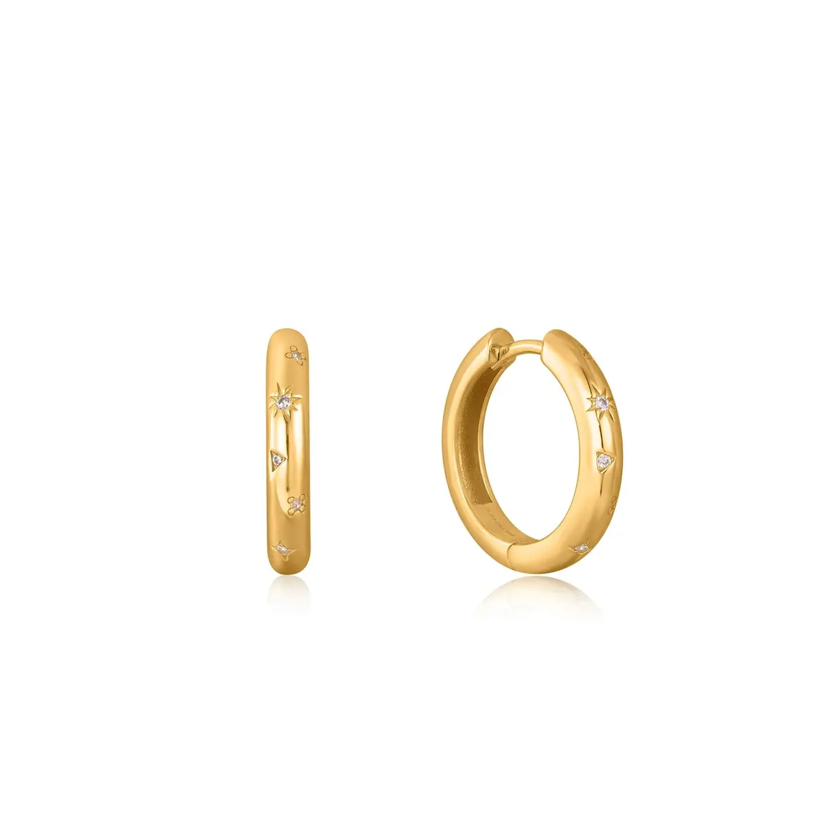 Gold Scattered Stars Mini Hoop Earrings 1