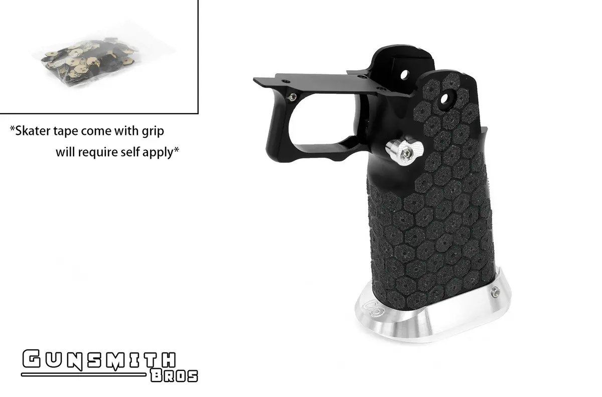 Gunsmith Bros Aluminum Grip For Hi-Capa (Infinity Hex Tape) - Black #Gb-G-05-Bk 1