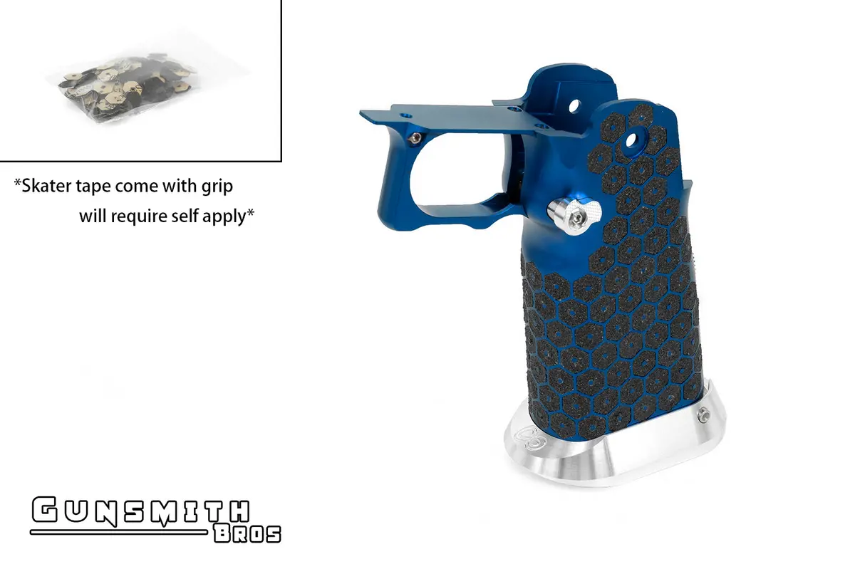 Gunsmith Bros Aluminum Grip For Hi-Capa (Infinity Hex Tape) - Blue #Gb-G-05-Bl 1