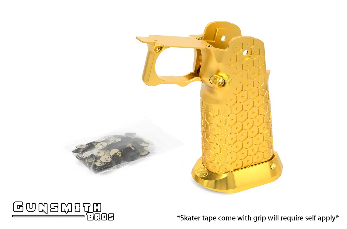 Gunsmith Bros Aluminum Grip For Hi-Capa (Infinity Hex Tape) - Gold #Gb-G-05-Gd 1
